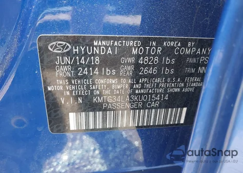 2019 Genesis G70 2.0T Advanced from USA, damaged, VIN KMTG34LA3KU015414